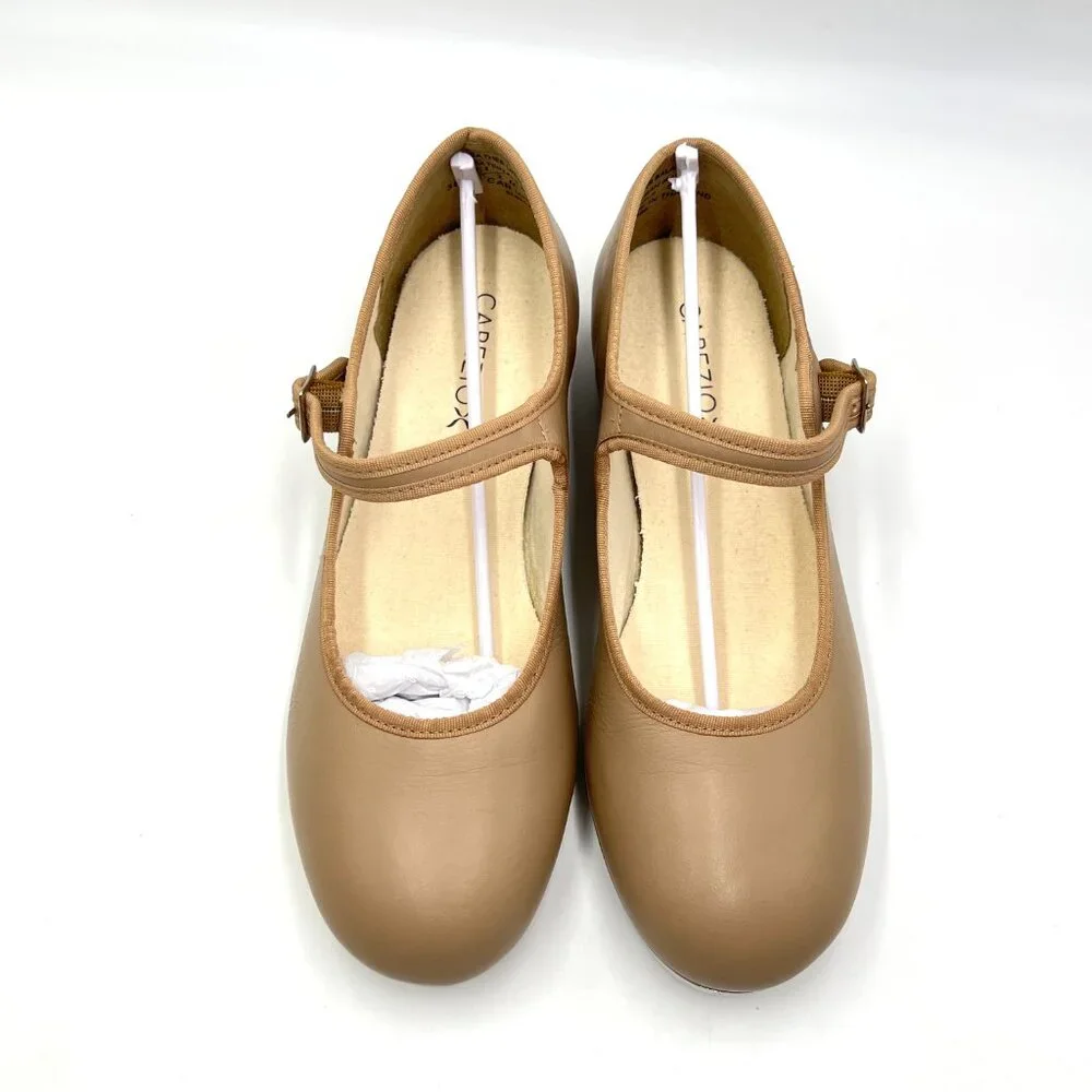 Capezio Womens Size 7.5 3800 Mary Jane Caramel Tan Buckled Dance‎ Tap Shoes